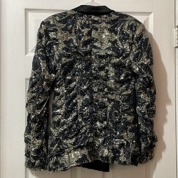 Rotate Birger Christensen Black Sequin Blazer Size 4 Retails $450 - Picture 7 of 9